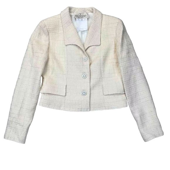 Valentino Boutique Vintage Wool Blazer Vanilla Shawl Collar Made in Italy - Picture 1 of 11
